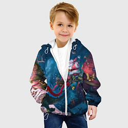 Куртка с капюшоном детская Санта с динозавром, цвет: 3D-белый — фото 2