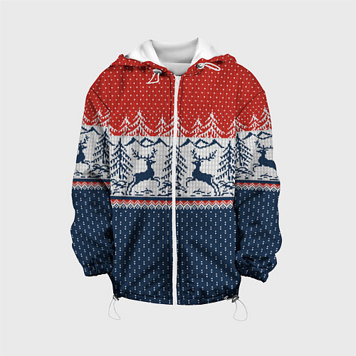 Детская куртка Вязаный узор с оленями / 3D-Белый – фото 1