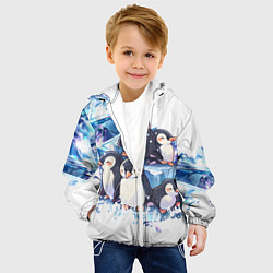 Куртка с капюшоном детская Пингвины и лёд, цвет: 3D-белый — фото 2