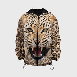 Куртка с капюшоном детская Взгляд леопарда, цвет: 3D-черный