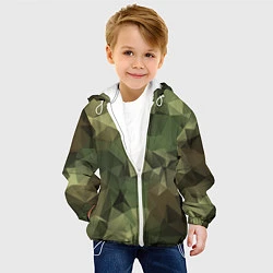 Куртка с капюшоном детская Полигональный камуфляж, цвет: 3D-белый — фото 2