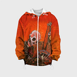 Куртка с капюшоном детская Скелет с гитарой, цвет: 3D-белый