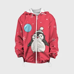 Куртка с капюшоном детская Влюбленная пингвинка, цвет: 3D-белый