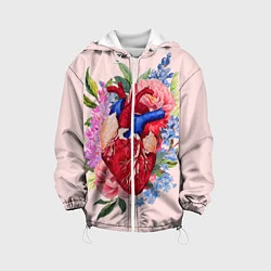 Куртка с капюшоном детская Цветочное сердце, цвет: 3D-белый