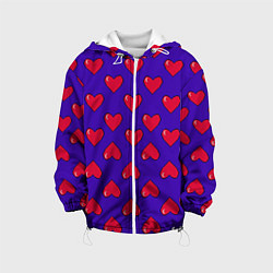 Куртка с капюшоном детская Hearts Pattern, цвет: 3D-белый