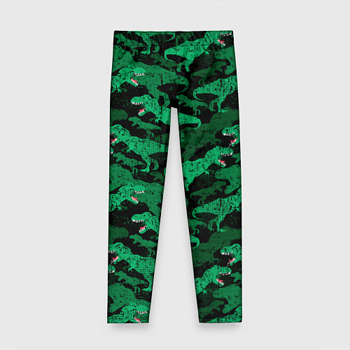 Детские легинсы Зелёные тираннозавры - камуфляж / 3D-принт – фото 1