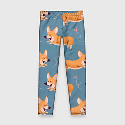 Леггинсы для девочки Корги с бабочкой, цвет: 3D-принт