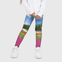 Леггинсы для девочки Цветочное поле, цвет: 3D-принт — фото 2