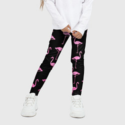 Леггинсы для девочки Фламинго Чёрная, цвет: 3D-принт — фото 2