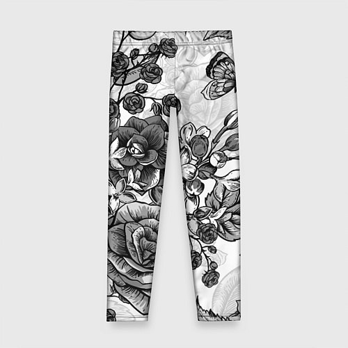 Детские легинсы РОЗЫ ROSES БАБОЧКИ / 3D-принт – фото 1