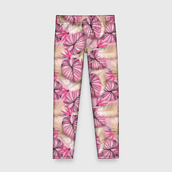 Леггинсы для девочки Розовый тропический узор, цвет: 3D-принт