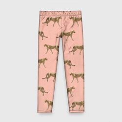 Леггинсы для девочки Гепарды на розовом, цвет: 3D-принт