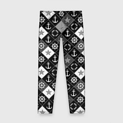 Леггинсы для девочки Черно-белый морской плед, цвет: 3D-принт
