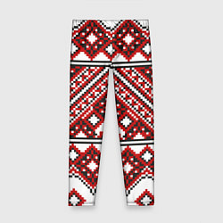 Леггинсы для девочки Русский узор, геометрическая вышивка, цвет: 3D-принт