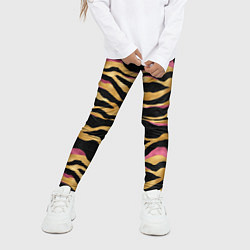 Леггинсы для девочки Тигровый окрас Gold Pink, цвет: 3D-принт — фото 2