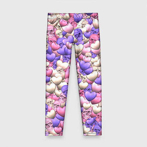 Детские легинсы Сердечки-черепушки / 3D-принт – фото 1