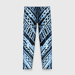 Леггинсы для девочки Неоновый узор Абстракция Голубой и синий цвет на ч, цвет: 3D-принт