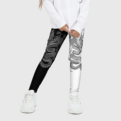 Леггинсы для девочки Double Dragon Дракон Чб, цвет: 3D-принт — фото 2