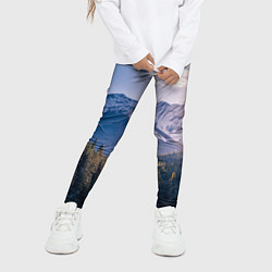 Леггинсы для девочки Горы Лес Солнце, цвет: 3D-принт — фото 2