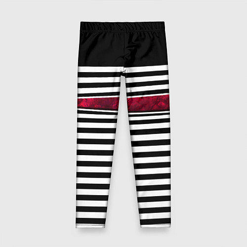 Детские легинсы Полосатый современный черно-белый с красной вставк / 3D-принт – фото 1