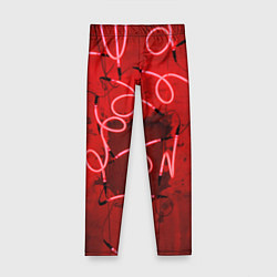 Леггинсы для девочки Неоновые закрученные фонари - Красный, цвет: 3D-принт