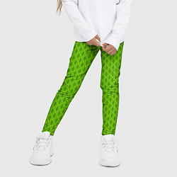 Леггинсы для девочки Зеленые ячейки текстура, цвет: 3D-принт — фото 2