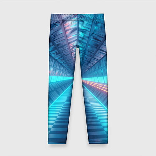 Детские легинсы Неоновый коридор лаборатории - Синий / 3D-принт – фото 1