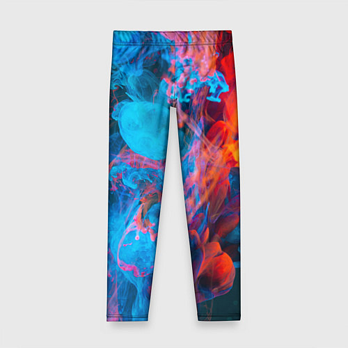 Детские легинсы Абстрактное переплетение оранжевой и синей красок / 3D-принт – фото 1