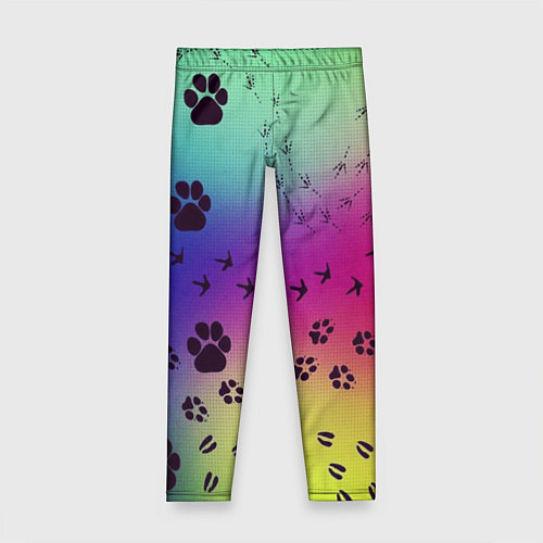 Детские легинсы Следы кошек и птиц / 3D-принт – фото 1