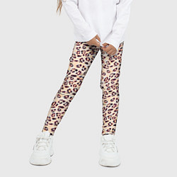 Леггинсы для девочки Коричневый с бежевым леопардовый узор, цвет: 3D-принт — фото 2