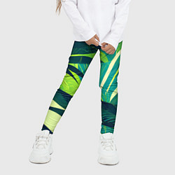 Леггинсы для девочки Яркие тропические листья пальмы, цвет: 3D-принт — фото 2