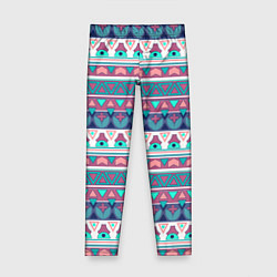Леггинсы для девочки Этнический орнамент терракотово-серый полосатый, цвет: 3D-принт