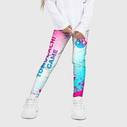 Леггинсы для девочки Tomodachi Game neon gradient style: надпись, симво, цвет: 3D-принт — фото 2