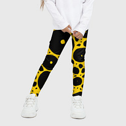Леггинсы для девочки Черные пятна на желтом фоне, цвет: 3D-принт — фото 2
