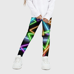 Леггинсы для девочки Неоновые треугольники - текстура, цвет: 3D-принт — фото 2