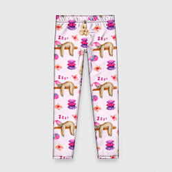 Леггинсы для девочки Сонный ленивец с подушками, цвет: 3D-принт