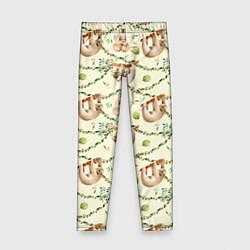 Леггинсы для девочки Ленивцы висят на лианах, цвет: 3D-принт