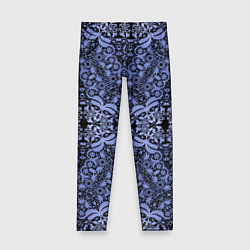 Леггинсы для девочки Ажурный модный кружевной синий узор, цвет: 3D-принт