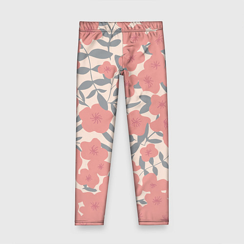 Детские легинсы Узор из красных цветов / 3D-принт – фото 1