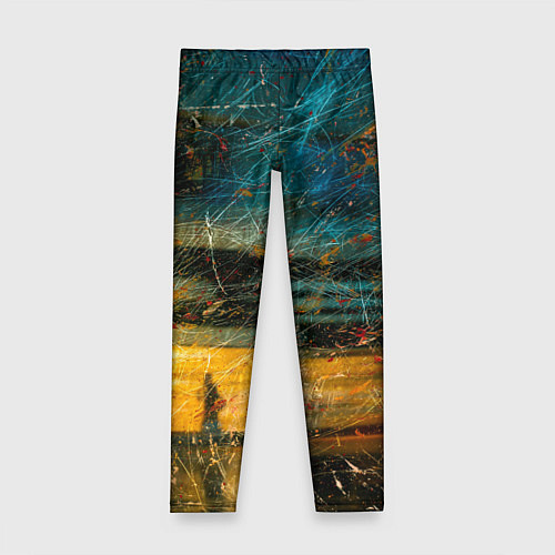 Детские легинсы Синие и жёлтые огни и царапины / 3D-принт – фото 1