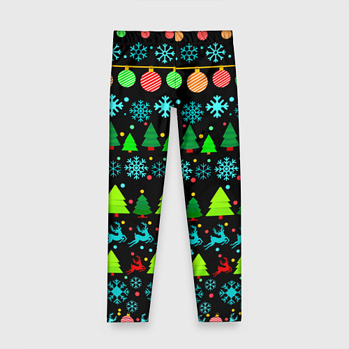 Детские легинсы Узор с ёлками и оленями / 3D-принт – фото 1
