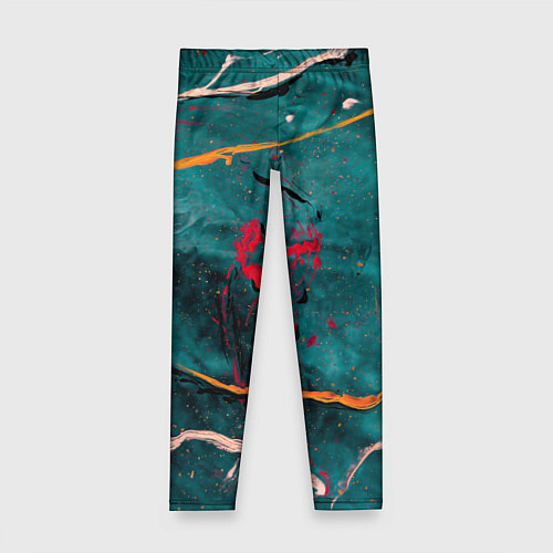 Детские легинсы Сине-зелёный туман и множество красок / 3D-принт – фото 1