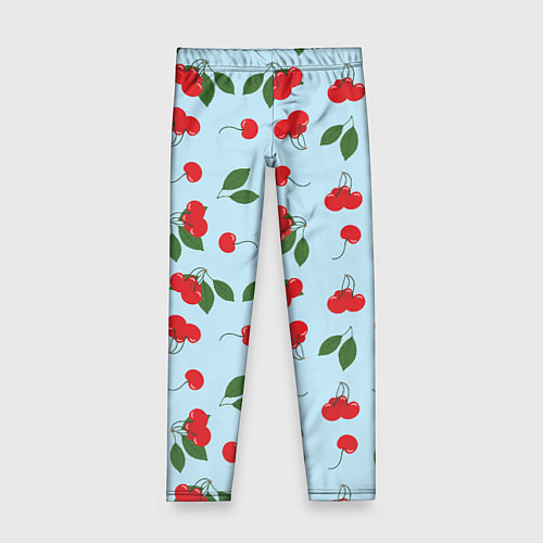 Детские легинсы Узор из ягод вишни на голубом фоне / 3D-принт – фото 1