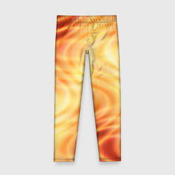 Леггинсы для девочки Абстрактные оранжево-жёлтые солнечные волны, цвет: 3D-принт