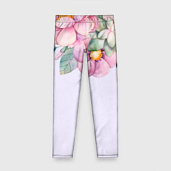 Леггинсы для девочки Пастельные цветы акварелью - наверху, цвет: 3D-принт