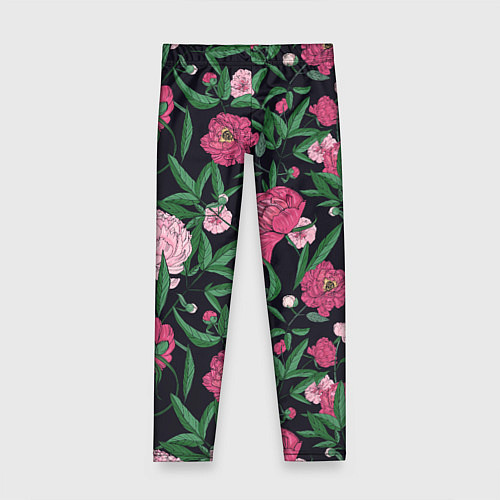 Детские легинсы Заросли розовых пионов / 3D-принт – фото 1