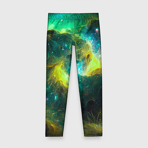 Детские легинсы Небула в космосе в зеленых тонах - нейронная сеть / 3D-принт – фото 1