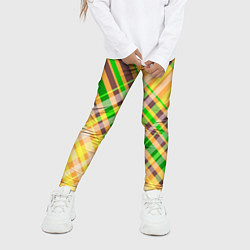 Леггинсы для девочки Желто-зеленый геометрический ассиметричный узор, цвет: 3D-принт — фото 2