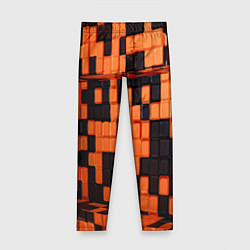 Леггинсы для девочки Чёрные и оранжевые кубики, цвет: 3D-принт