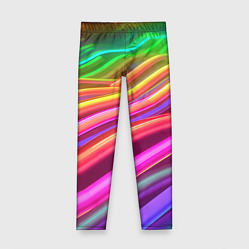 Детские легинсы Неоновые радужные волны / 3D-принт – фото 1